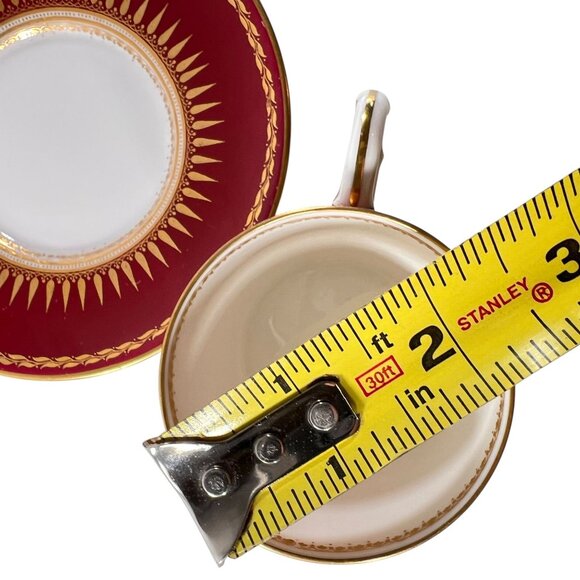 Royal Worcester Regency Red Espresso Demitasse Cup Saucer Set Sunburst England - Picture 7 of 10